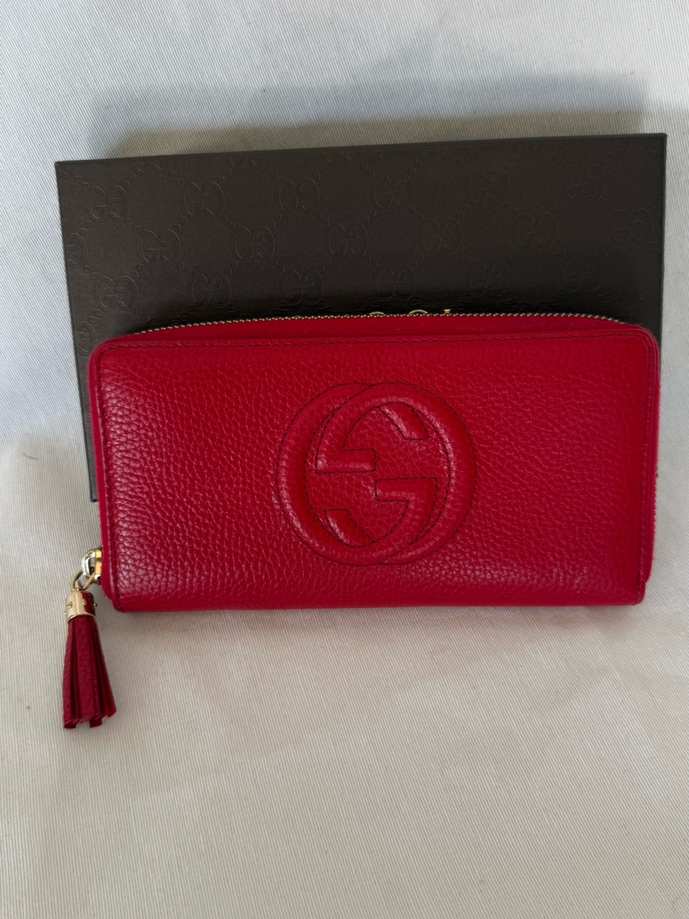Authentic Gucci Soho Zip Around Red Wallet